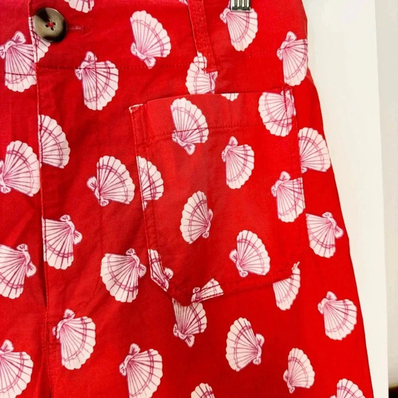 Anthropologie Maeve Colette Wide Leg Cropped Pants Seashell Beach Red 32P Petite - Picture 10 of 14